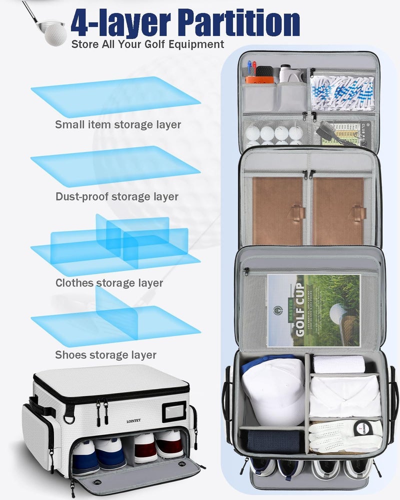 LOINTET Golf Trunk Organizer, Waterproof Car Golf Locker with Separate Ventilated Compartment for 2 Pair Shoes, Golf Storage for Balls, Tees, Cap, Clothes, Gloves, Accessories, Gifts for Men, Women - Image 5
